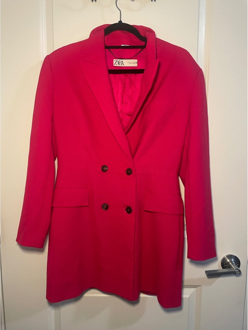 Zara Magenta Fuchsia Double-Breasted Blazer Dress - Size Large